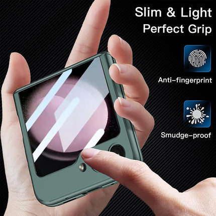 Mobizang Ultra Thin Back Cover for Galaxy Z Flip5 / Z Flip 5 | Magnetic Hinge Protection and Inbuilt Glass Window Protection (Green)