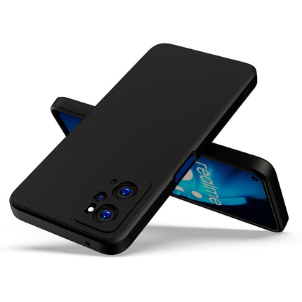 Matte Lens Protective Shockproof Flexible Back Cover for Realme 9i, Slim Silicone with Soft Lining Shockproof Flexible Full Body Bumper Case (Black)