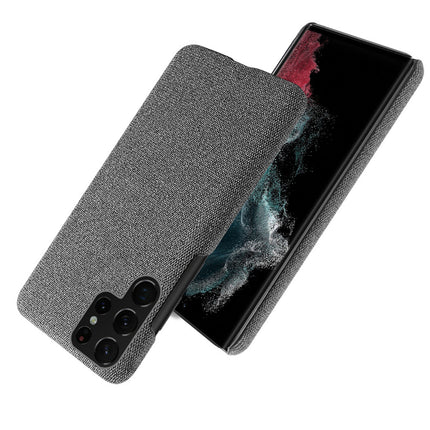Mobizang Woven Soft Fabric Case for Samsung Galaxy S23 ULTRA Back Cover,Shock Protection Slim Hard Anti Slip Back Cover (Grey)