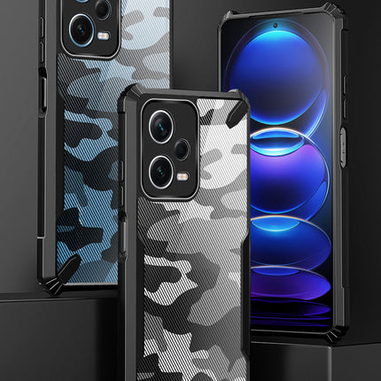 Mobizang Bull Camouflage Back Cover for Redmi Note 12 Pro | [Military Grade Protection] Shock Proof Slim Hybrid Bumper Case (Black)