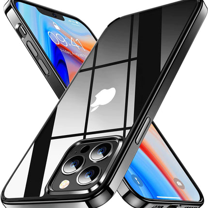 Hawkeye Clear Back Cover for Apple iPhone 13 PRO MAX (6.7 inch) , Camera Lens Protector Shockproof Slim Clear Case Cover (Black)