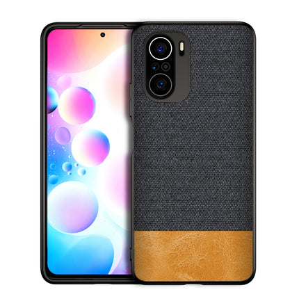 Soft Fabric & Leather Hybrid for Xiaomi Mi 11X Pro / Mi 11X  Back Cover, Shockproof Protection Slim Hard Back Case (Black,Brown)