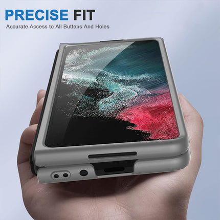 Mobizang Ultra Thin PC Case with Golden Lens Ring for Galaxy Z Fold4 - Grey