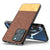 Mobizang Soft Fabric & Leather Hybrid for Poco X5 PRO Back Cover | Shockproof Hybrid Slim Hard Anti Slip Back Case (Brown)