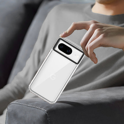 Mobizang Warrior Acrylic Clear Back Cover For Google Pixel 8 | Slim Shockproof [Military Grade Protection] Hybrid Bumper Case (Clear Sides)