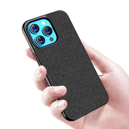 Mobizang Soft Fabric Hybrid Protective Back Case Cover for Apple iPhone 14 Pro (Black)