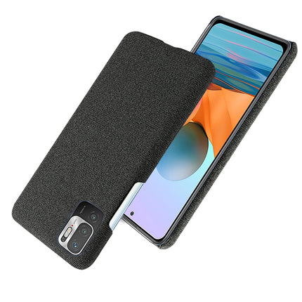 Woven Soft Fabric Case for Poco M3 Pro Back Cover, Shock Protection Slim Hard Anti Slip Back Cover (Black)