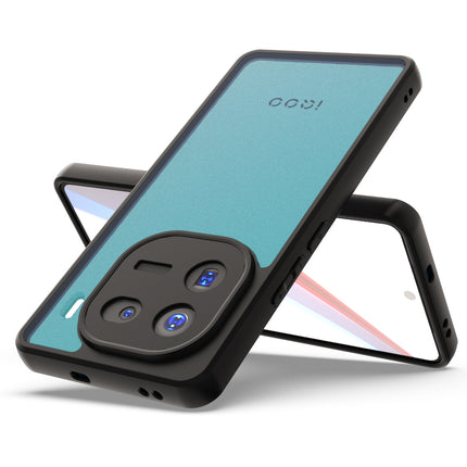 Mobizang Hawkeye Clear Back Cover for Iqoo 12 (5G) | Camera Lens Protector Shockproof Slim Clear Case Cover (Black Sides)