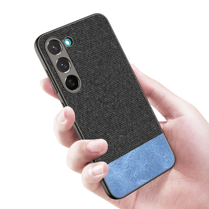 Mobizang Soft Fabric & Leather Hybrid for Samsung Galaxy S23 Plus Back Cover | Shockproof Hybrid Slim Hard Anti Slip Back Case (Black , Blue)