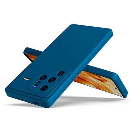 Matte Lens Protective Shockproof Flexible Back Cover for Vivo X80 Pro, Slim Silicone with Soft Lining Shockproof Flexible Full Body Bumper Case (Blue)