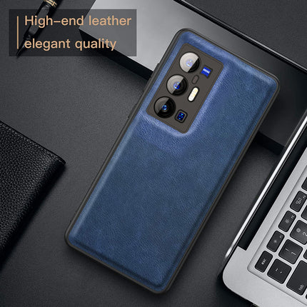 Tux Back Case For Vivo X70 Pro Plus , Slim Leather Case with Soft Edge Shockproof Back Cover (Blue)