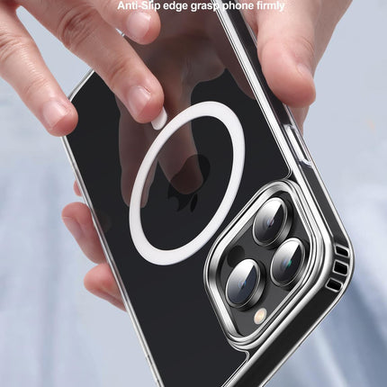 Mobizang Clear Magnetic Back Cover for Apple iPhone 15 Pro , Compatible with MagSafe | [Military Grade Protection] Shock Proof Slim Hybrid Bumper Case