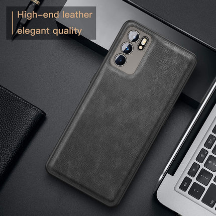 Tux Back Case For Oppo Reno 6 Pro (5G) , Slim Leather Case with Soft Edge Shockproof Back Cover (Black)