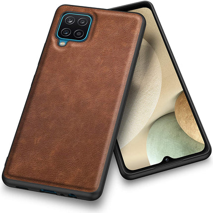 Tux Back Case for Samsung Galaxy A22 (4G) , Slim Leather Case with Soft Edge Shockproof Back Cover (Brown)