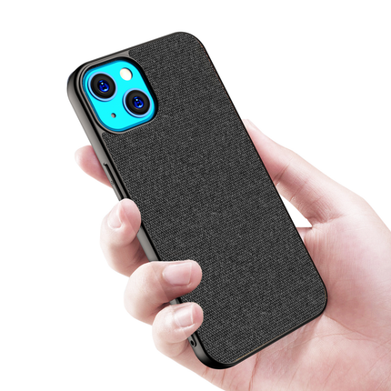 Soft Fabric Hybrid Protective Back Case Cover for Apple iPhone 13 (Black)