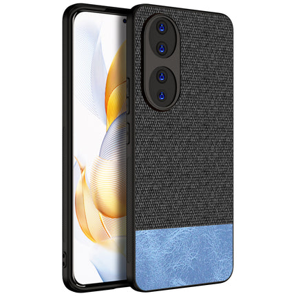 Mobizang Soft Fabric & Leather Hybrid Protective Back Cover for Honor 90 (5G) | Shockproof Slim Hard Anti Slip Back Case (Black::Blue)