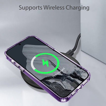 Mobizang Warrior Acrylic Clear Back Cover For Google Pixel 8 PRO | Slim Shockproof [Military Grade Protection] Hybrid Bumper Case (Purple Sides)