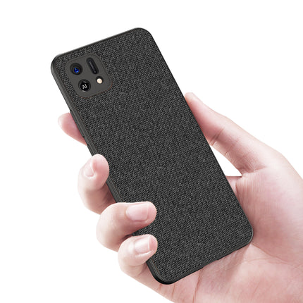 Soft Fabric Hybrid Protective Back Case Cover for Oppo A16K (Black)