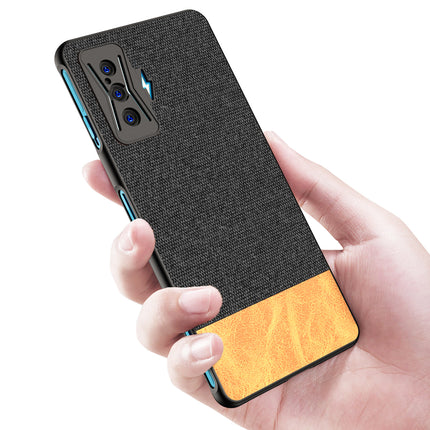 Soft Fabric & Leather Hybrid Protective Case Cover for Redmi K50 Gaming Edition (Black ,Brown)