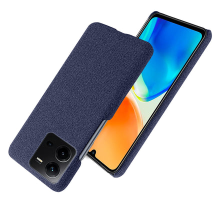 Mobizang Woven Soft Fabric Case for VIVO V25 (5G) Back Cover, Shock Protection Slim Hard Anti Slip Back Cover (Blue)