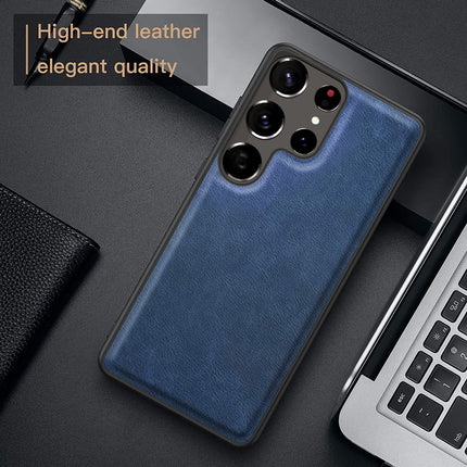 Tux Back Case For Samsung Galaxy S22 Ultra , Slim Leather Case with Soft Edge Shockproof Back Cover (Blue)