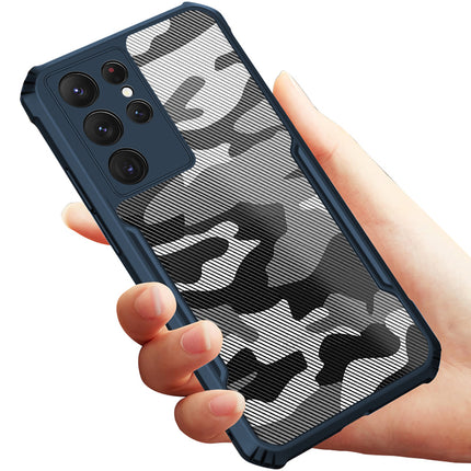 Beetle Camouflage for Samsung Galaxy S22 Ultra Back Case, [Military Grade] Shockproof Slim Hybrid Cover (Blue)