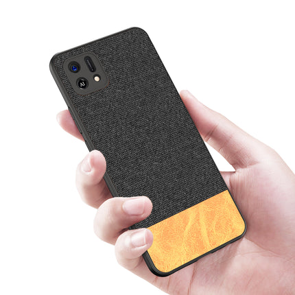 Soft Fabric & Leather Hybrid Protective Case Cover for Oppo A16K (Black ,Brown)