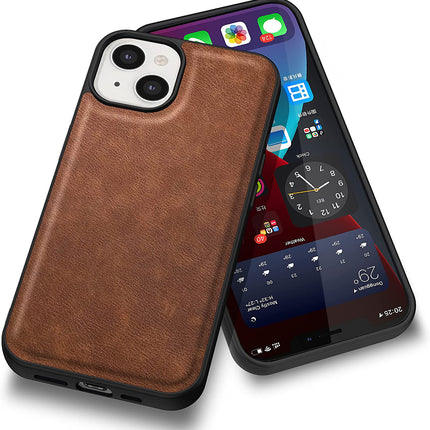 Tux Back Case for Apple iPhone 13 Mini , Slim Leather Case with Soft Edge Shockproof Back Cover (Brown)