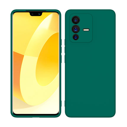 Matte Lens Protective Back Cover for Vivo V23 , Slim Silicone with Soft Lining Shockproof Flexible Full Body Bumper Case (Green)