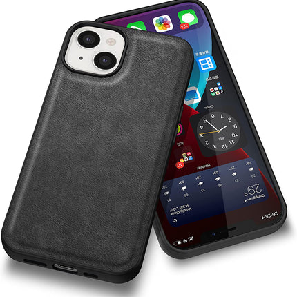 Tux Back Case for Apple iPhone 13 Mini , Slim Leather Case with Soft Edge Shockproof Back Cover (Black)