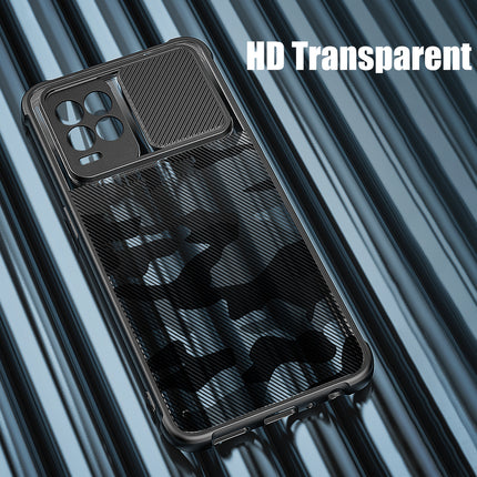 Camo Slider Back Cover for Realme 8 Pro / Realme 8 (4G) , [Military Grade Protection] Shockproof Slim Clear Camera Shield Bumper Back Case (Black)