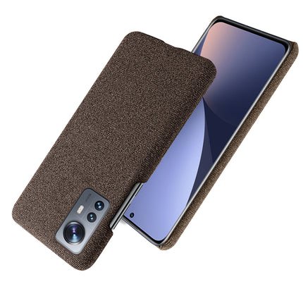 Mobizang Woven Soft Fabric Case for Xiaomi 12 Pro (5G) Back Cover,  Shock Protection Slim Hard Anti Slip Back Cover (Brown)