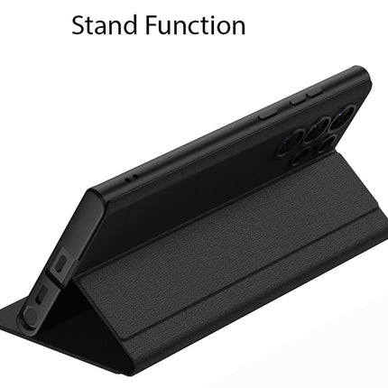 Mobizang Sheath Slim Magnetic Leather Flip Case Cover for Samsung Galaxy S23 Ultra , Stand Leather Flip Case (Black)