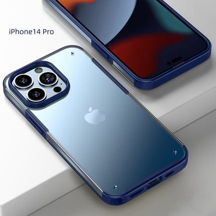 Mobizang Shield Frosted Acrylic Back Shock Proof Case Cover for Apple iPhone 14 Pro (Blue)