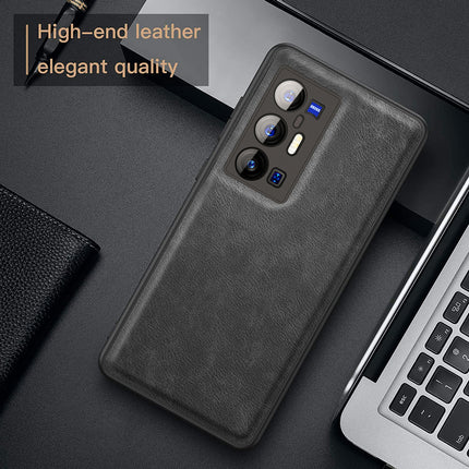 Tux Back Case For Vivo X70 Pro Plus , Slim Leather Case with Soft Edge Shockproof Back Cover (Black)