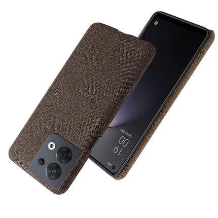 Mobizang Woven Soft Fabric Case for Oppo Reno 8 (5G) Back Cover, Shock Protection Slim Hard Anti Slip Back Cover (Brown)