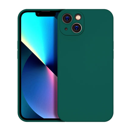 Matte Lens Protective Back Cover for Apple iPhone 13 (6.1) , Slim Silicone with Soft Lining Shockproof Flexible Full Body Bumper Case (Green)