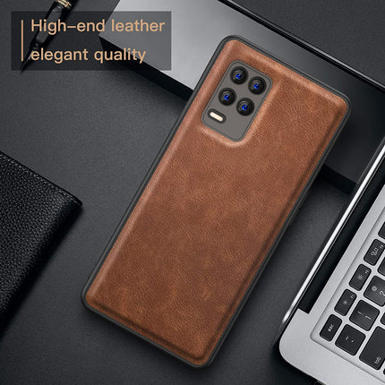 Tux Back Case For Realme 8 (5G) , Slim Leather Case with Soft Edge Shockproof Back Cover (Brown)