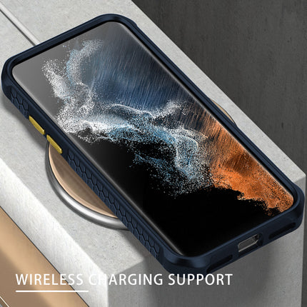Unicorn for Samsung Galaxy S22 Ultra Clear Back Case, [Military Grade Protection] Shock Proof Slim Hybrid Bumper Cover (Blue)