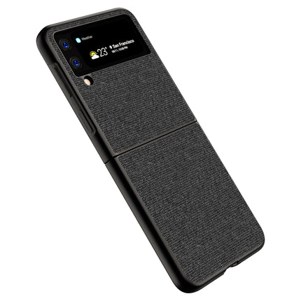 Soft Full Fabric Protective Back Case Cover for Samsung Galaxy Z Flip 3 (Black)