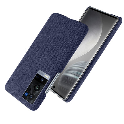 Woven Soft Fabric Case for Vivo X60 Pro Plus Back Cover, Shock Protection Slim Hard Anti Slip Back Cover (Blue)