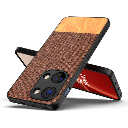 Mobizang Soft Fabric & Leather Hybrid Protective Back Cover for Oneplus Nord 3 | Shockproof Slim Hard Anti Slip Back Case (Brown)