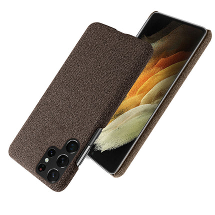 Woven Soft Fabric Case for Samsung Galaxy S22 Ultra Back Cover, Shock Protection Slim Hard Anti Slip Back Cover (Brown)