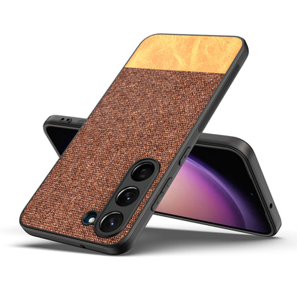 Mobizang Soft Fabric & Leather Hybrid for Samsung Galaxy S23 Plus Back Cover | Shockproof Hybrid Slim Hard Anti Slip Back Case (Brown)