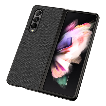 Soft Full Fabric Protective Back Case Cover for Samsung Galaxy Z Fold 3 (Black)