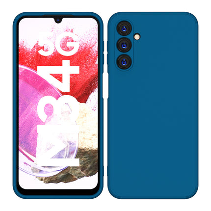 Mobizang Matte Protective Lens Flexible Back Cover for Samsung Galaxy F34 (5G) / M34 (5G) | Slim Silicone with Soft Lining Shockproof Full Body Bumper Case (Blue)