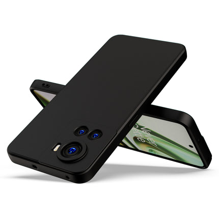 Matte Lens Protective Shockproof Flexible Back Cover for OnePlus 10R, Slim Silicone with Soft Lining Shockproof Flexible Full Body Bumper Case (Black)