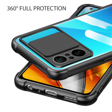Slider Back Cover for Xiaomi Mi 11X / MI 11X PRO , [Military Grade Protection] Shockproof Slim Clear Camera Shield Bumper Back Case (Black)