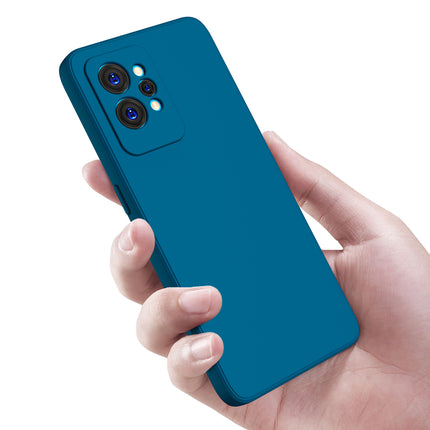 Matte Lens Protective Back Cover for Realme GT 2 Pro , Slim Silicone with Soft Lining Shockproof Flexible Full Body Bumper Case (Blue)