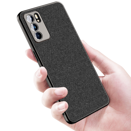 Soft Full Fabric Protective Back Case Cover for Oppo Reno 6 (Black)